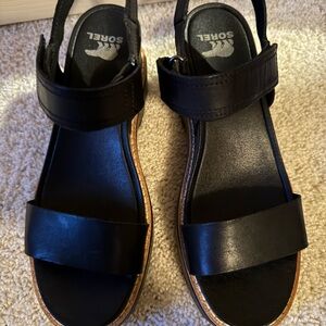 Sorel Black Leather Sandals